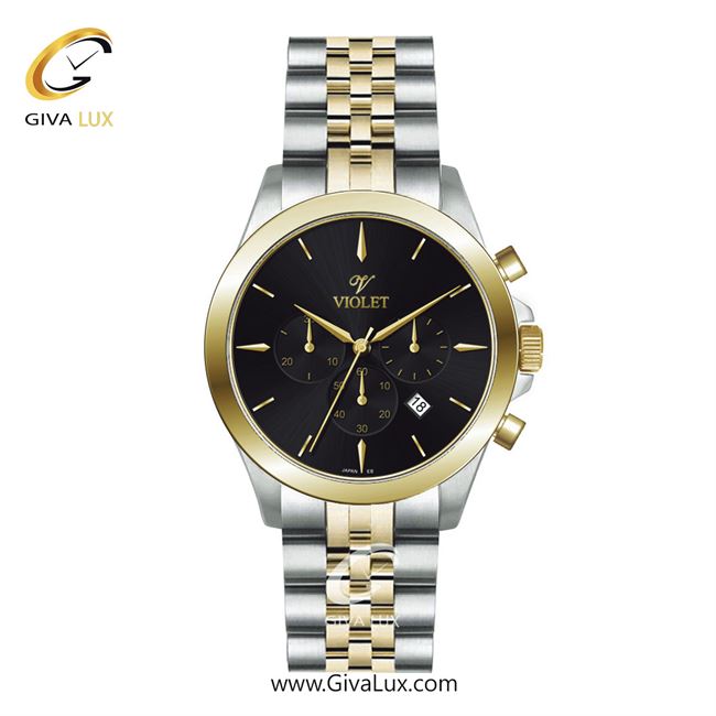 ساعت مچی اورجینال مردانه ویولت VIOLET سه موتوره کرنوگراف طلایی-نقره ای | طلایی-نقره ای| مشکی| کد رفرنس 0624/2